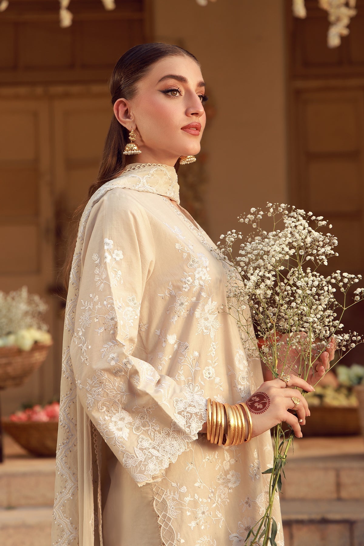 Sahar | Festive Edit 26 | Ivory Mirage - Luxury Dress - available at Maria Faisal in UK and USA.