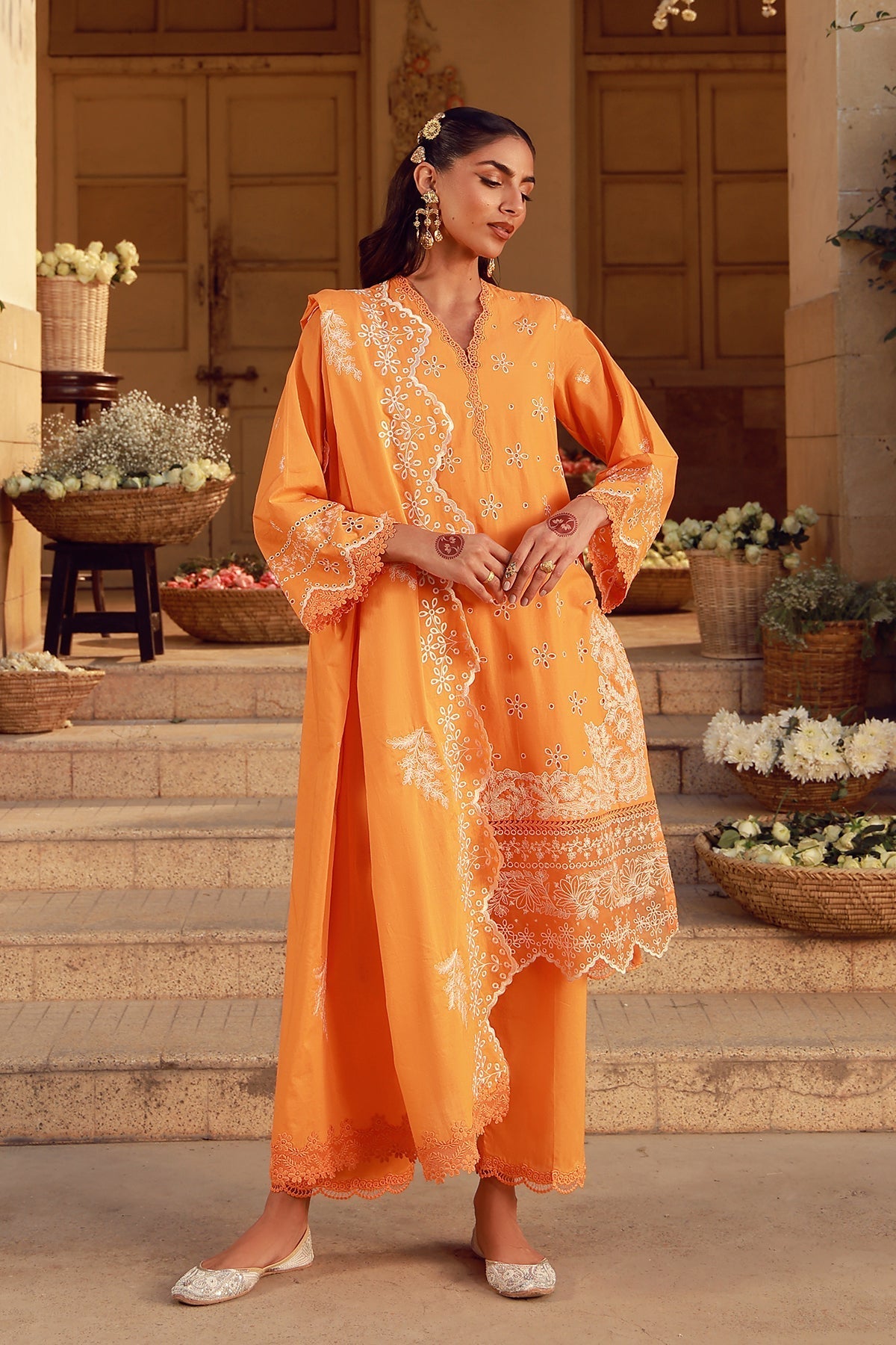 Sahar | Festive Edit 26 | Marigold Fiesta - Luxury Dress - available at Maria Faisal in UK and USA.