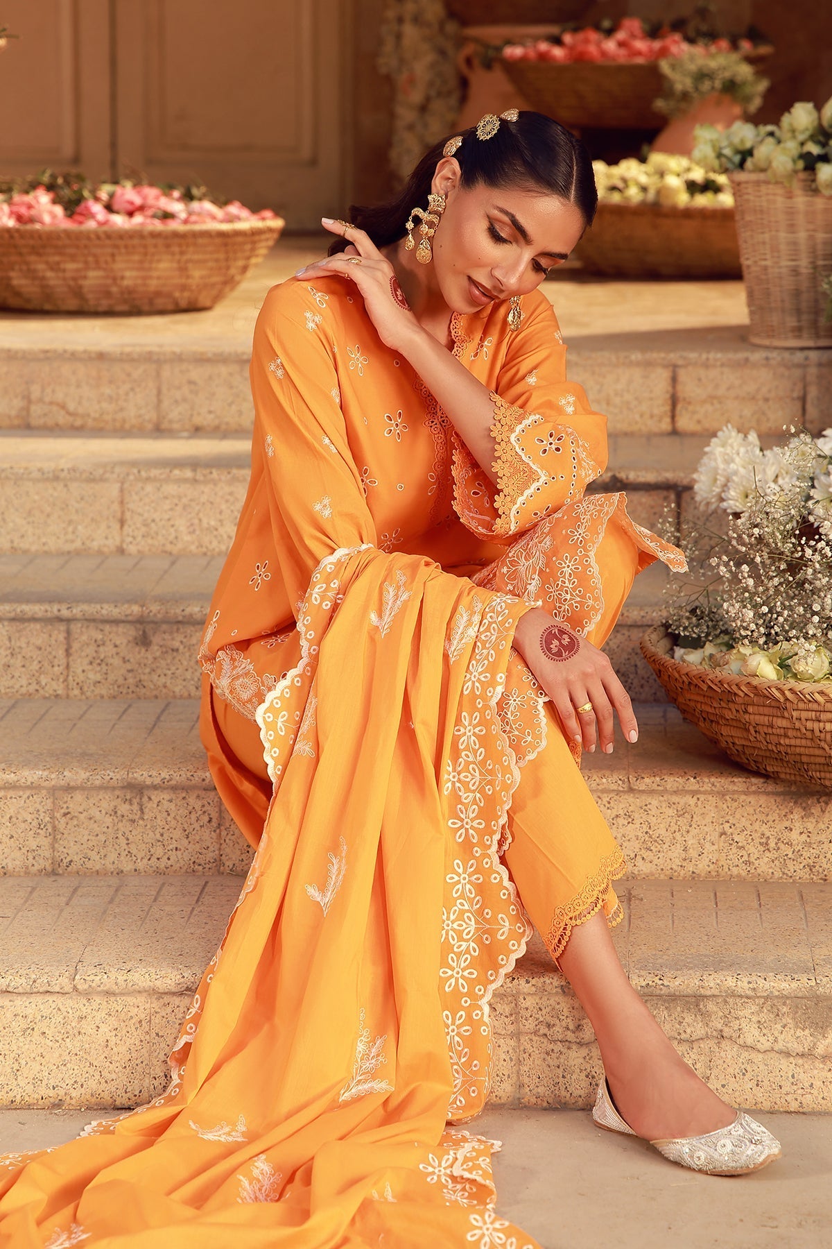 Sahar | Festive Edit 26 | Marigold Fiesta - Luxury Dress - available at Maria Faisal in UK and USA.