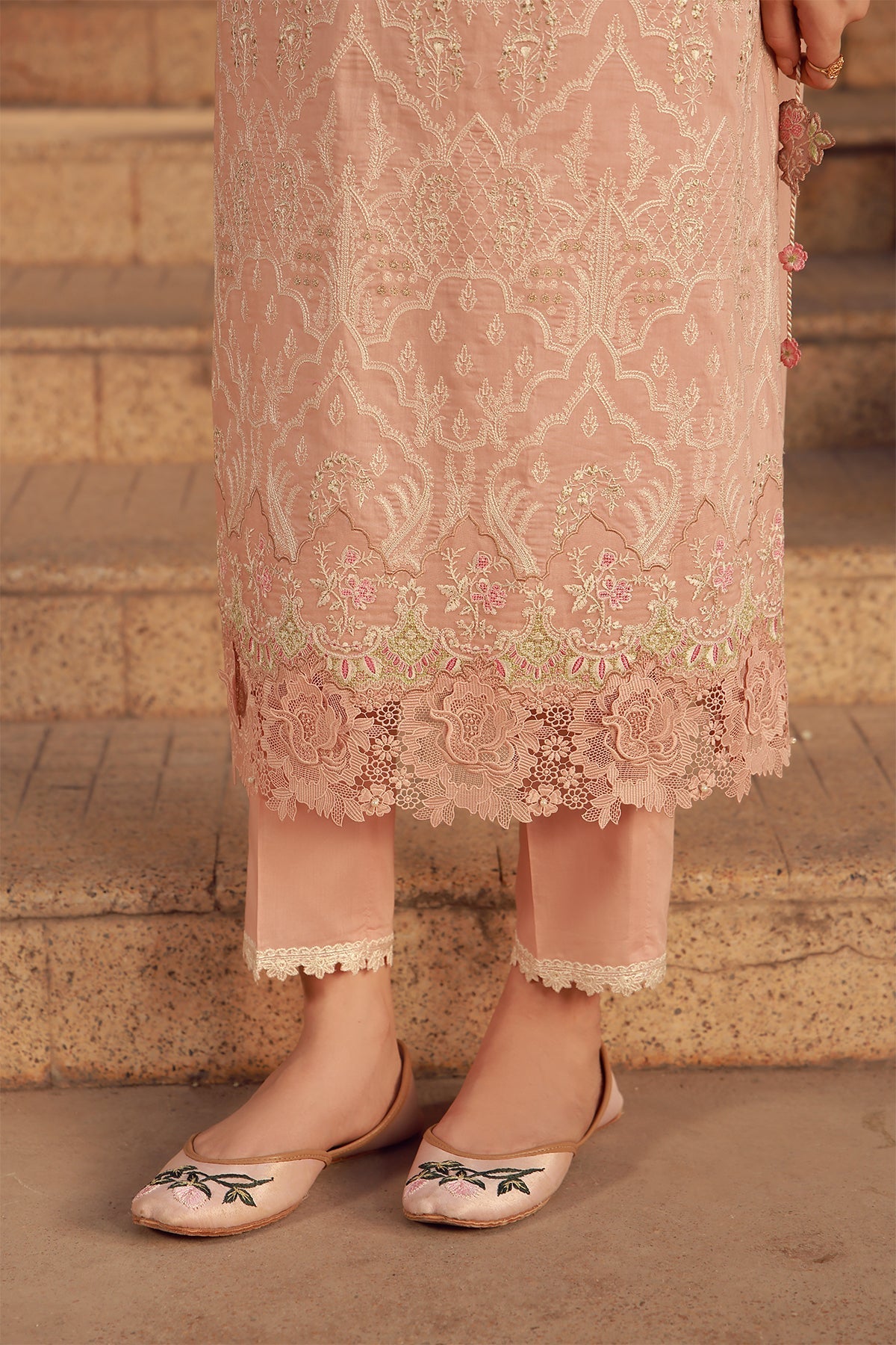 Sahar | Festive Edit 26 | Peach Blosoom Muse - Luxury Dress - available at Maria Faisal in UK and USA.