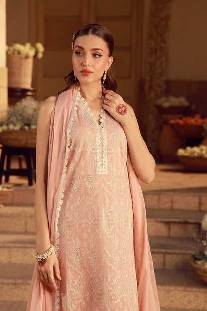 Sahar | Festive Edit 26 | Peach Blosoom Muse - Luxury Dress - available at Maria Faisal in UK and USA.