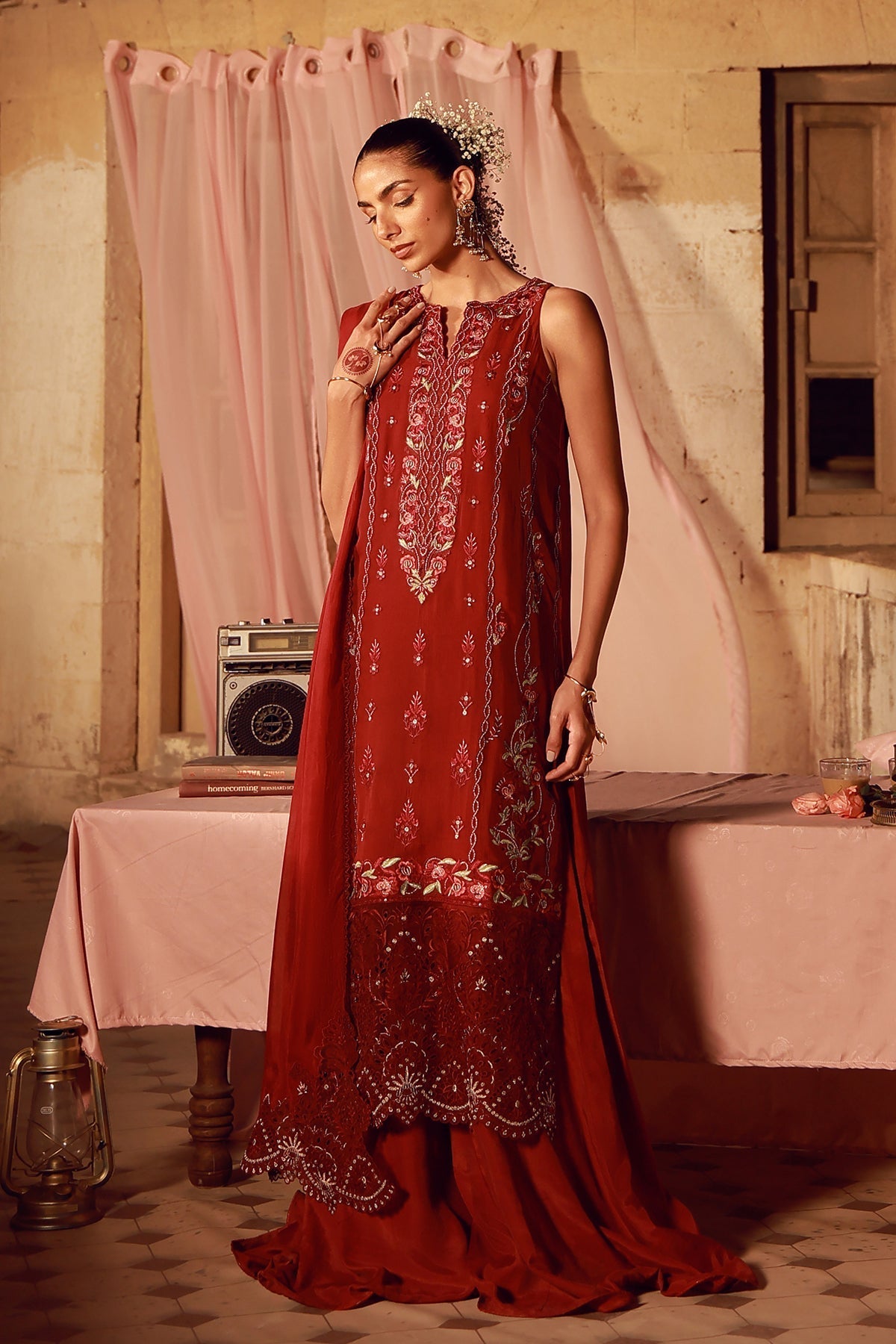 Sahar | Festive Edit 26 | Crimson Carnival - Luxury Dress - available at Maria Faisal in UK and USA.