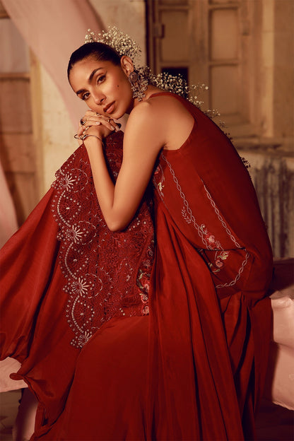 Sahar | Festive Edit 26 | Crimson Carnival - Luxury Dress - available at Maria Faisal in UK and USA.
