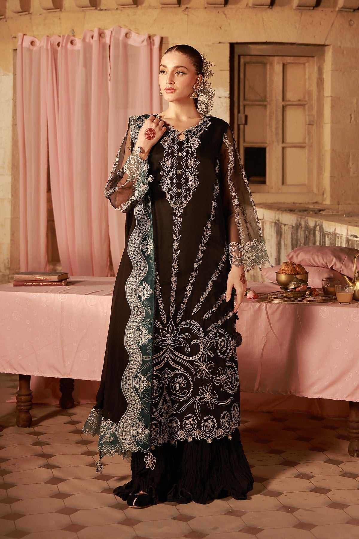 Sahar | Festive Edit 26 | Midnight Opulence - Luxury Dress - available at Maria Faisal in UK and USA.