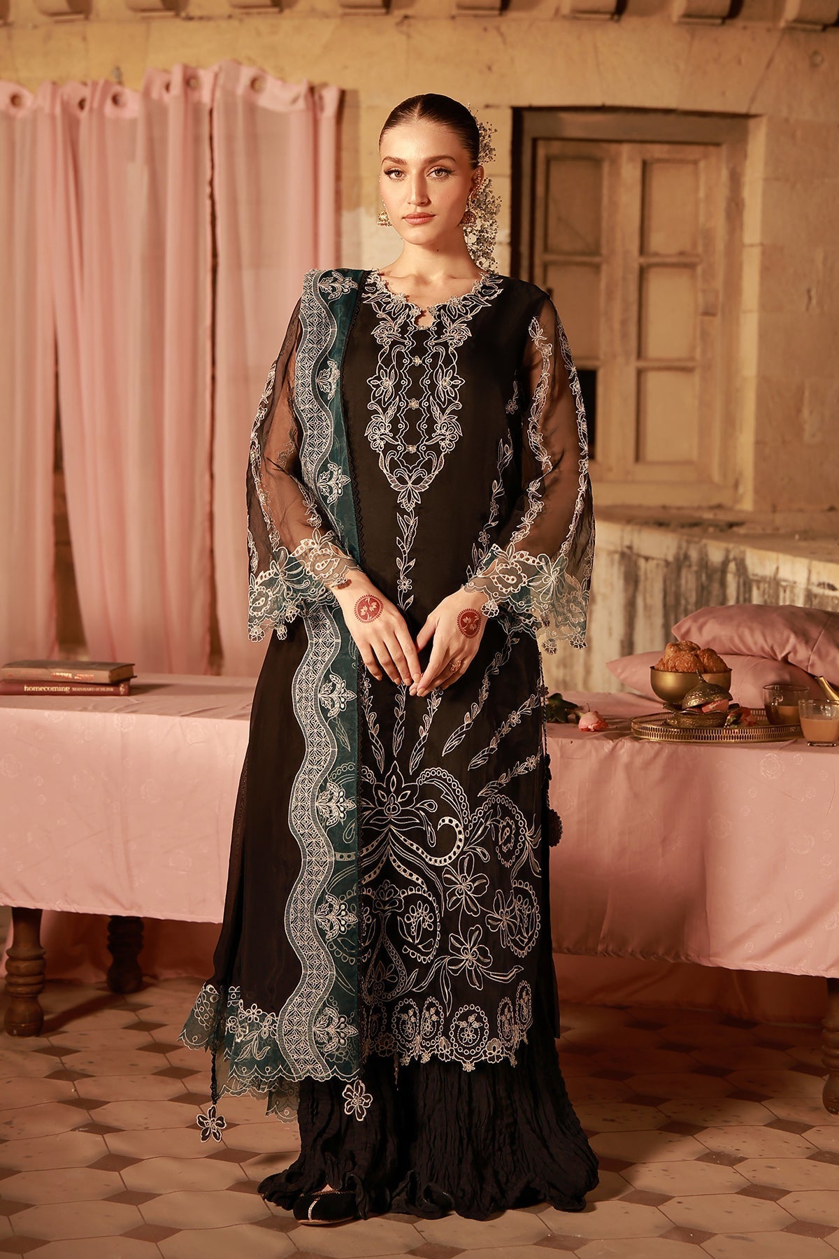Sahar | Festive Edit 26 | Midnight Opulence - Luxury Dress - available at Maria Faisal in UK and USA.
