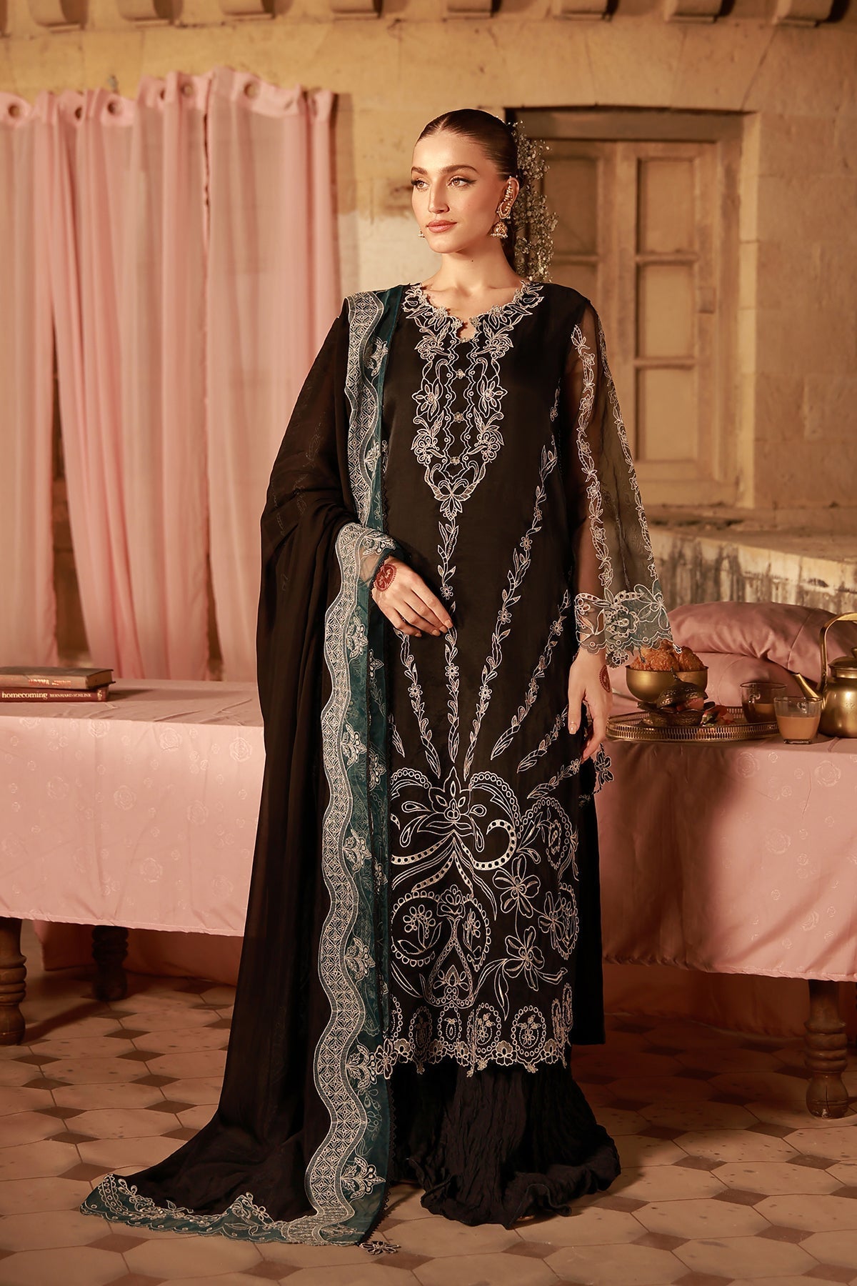 Sahar | Festive Edit 26 | Midnight Opulence - Luxury Dress - available at Maria Faisal in UK and USA.