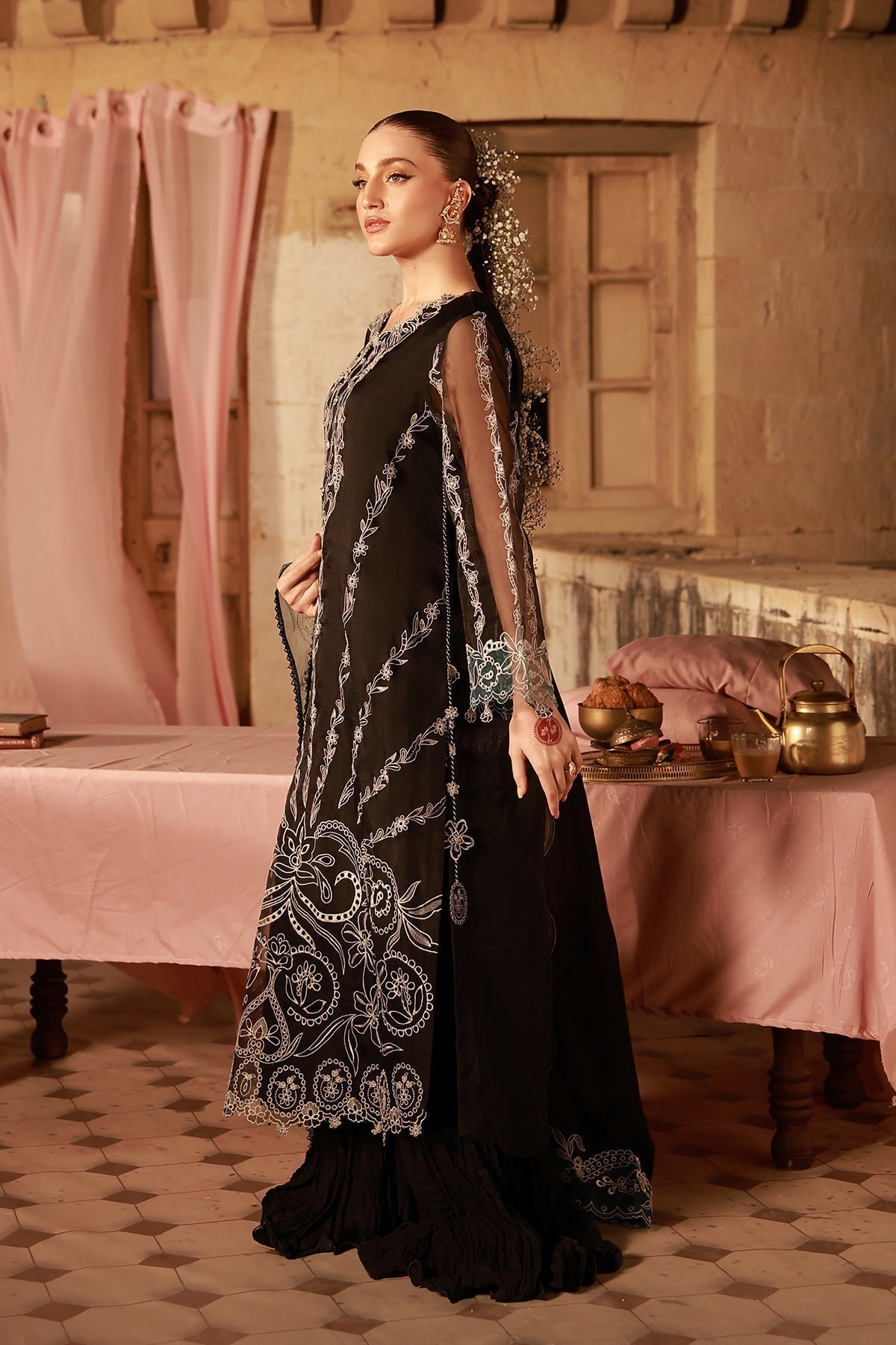 Sahar | Festive Edit 26 | Midnight Opulence - Luxury Dress - available at Maria Faisal in UK and USA.