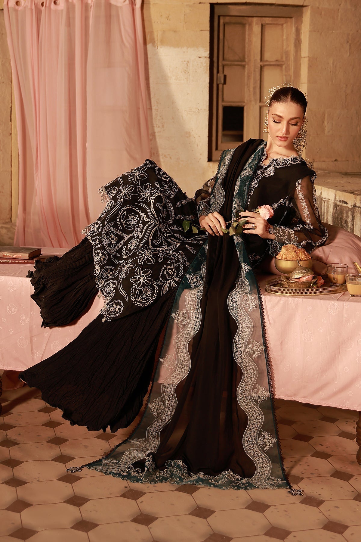 Sahar | Festive Edit 26 | Midnight Opulence - Luxury Dress - available at Maria Faisal in UK and USA.