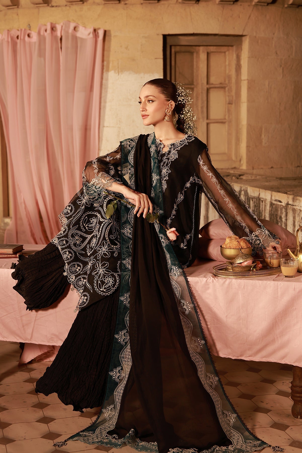 Sahar | Festive Edit 26 | Midnight Opulence - Luxury Dress - available at Maria Faisal in UK and USA.