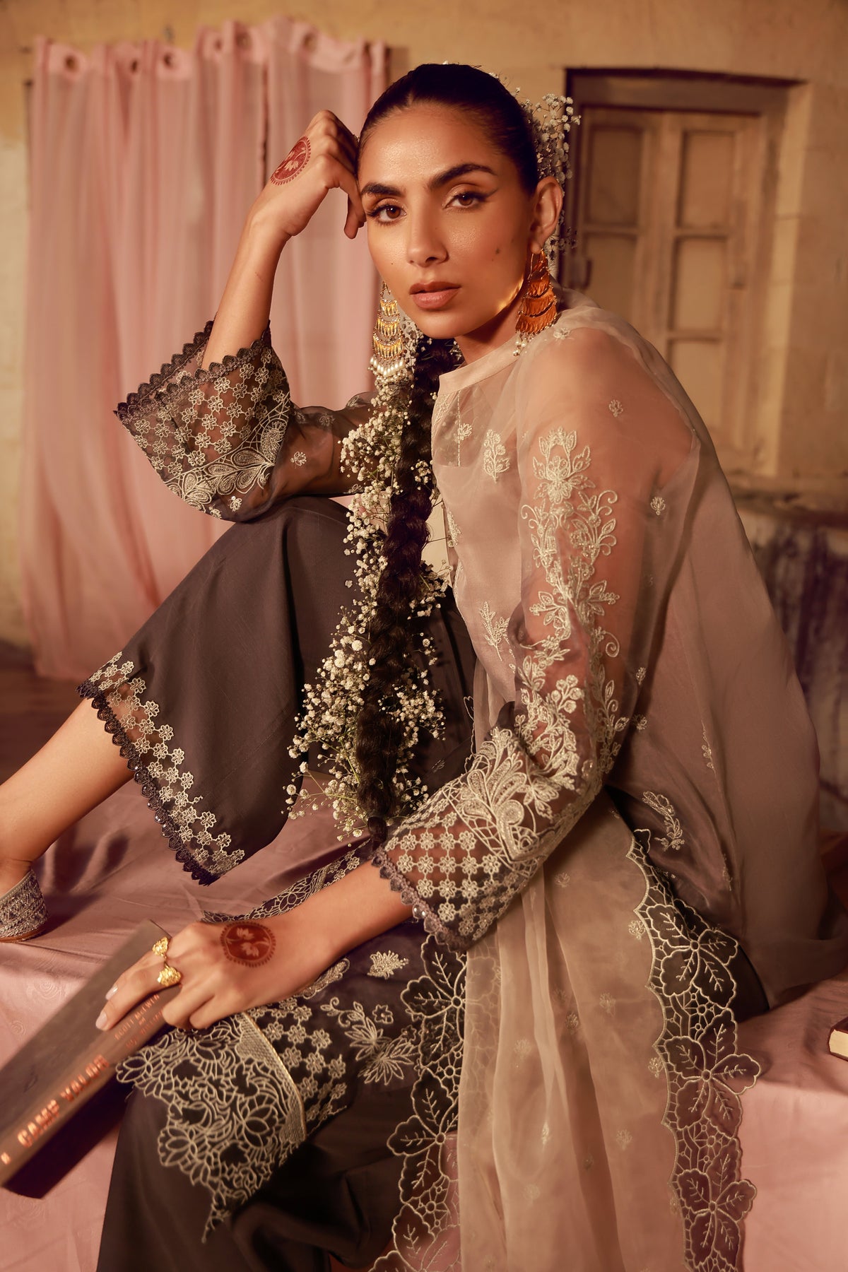 Sahar | Festive Edit 26 | Sepia Soiree - Luxury Dress - available at Maria Faisal in UK and USA.