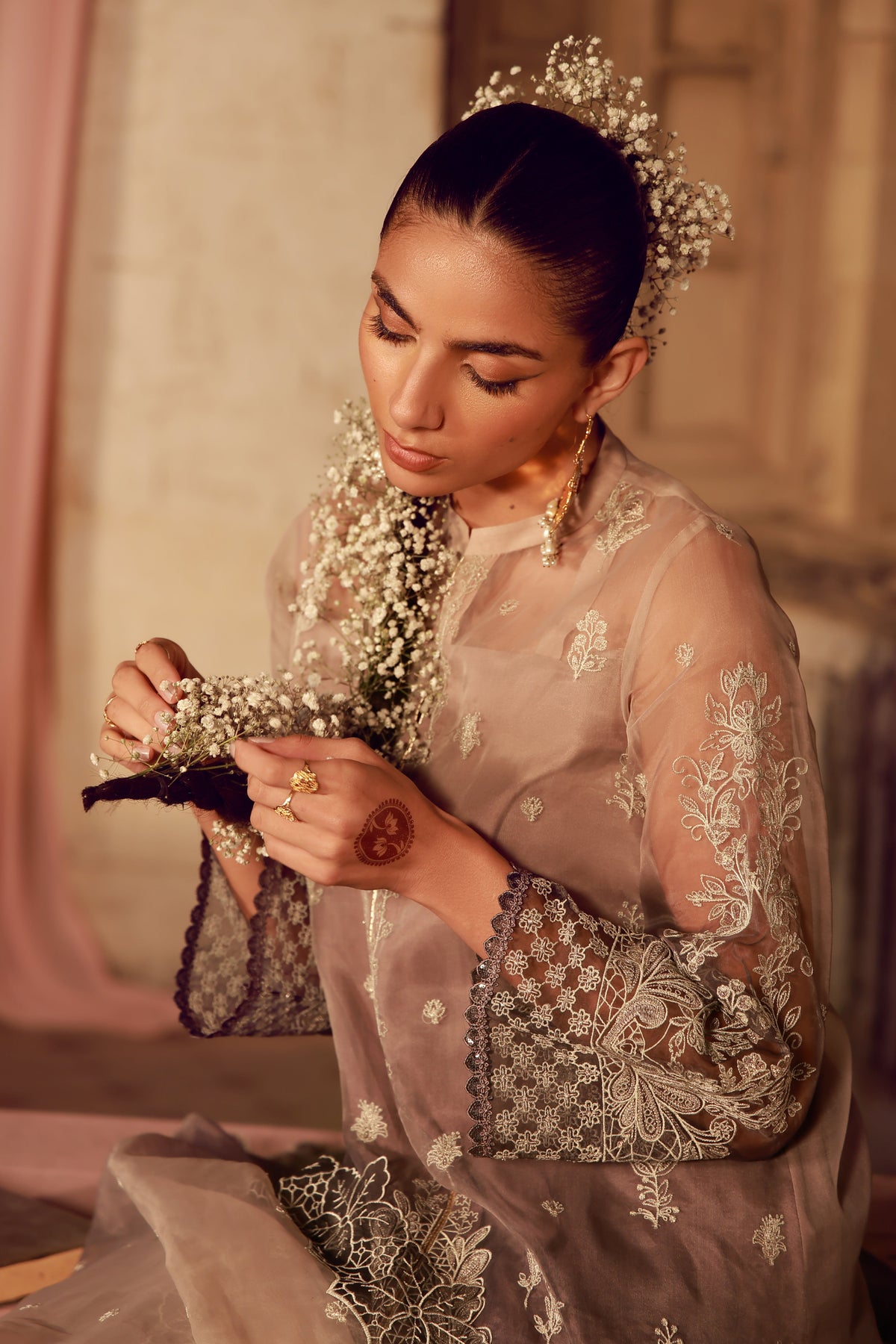 Sahar | Festive Edit 26 | Sepia Soiree - Luxury Dress - available at Maria Faisal in UK and USA.
