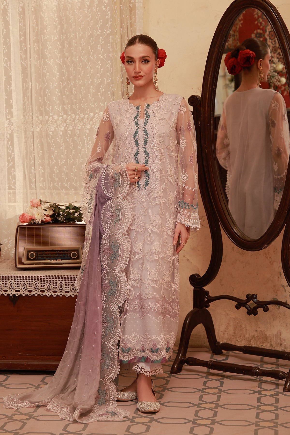 Sahar | Festive Edit 26 | Lilac Lace Reverie - Luxury Dress - available at Maria Faisal in UK and USA.