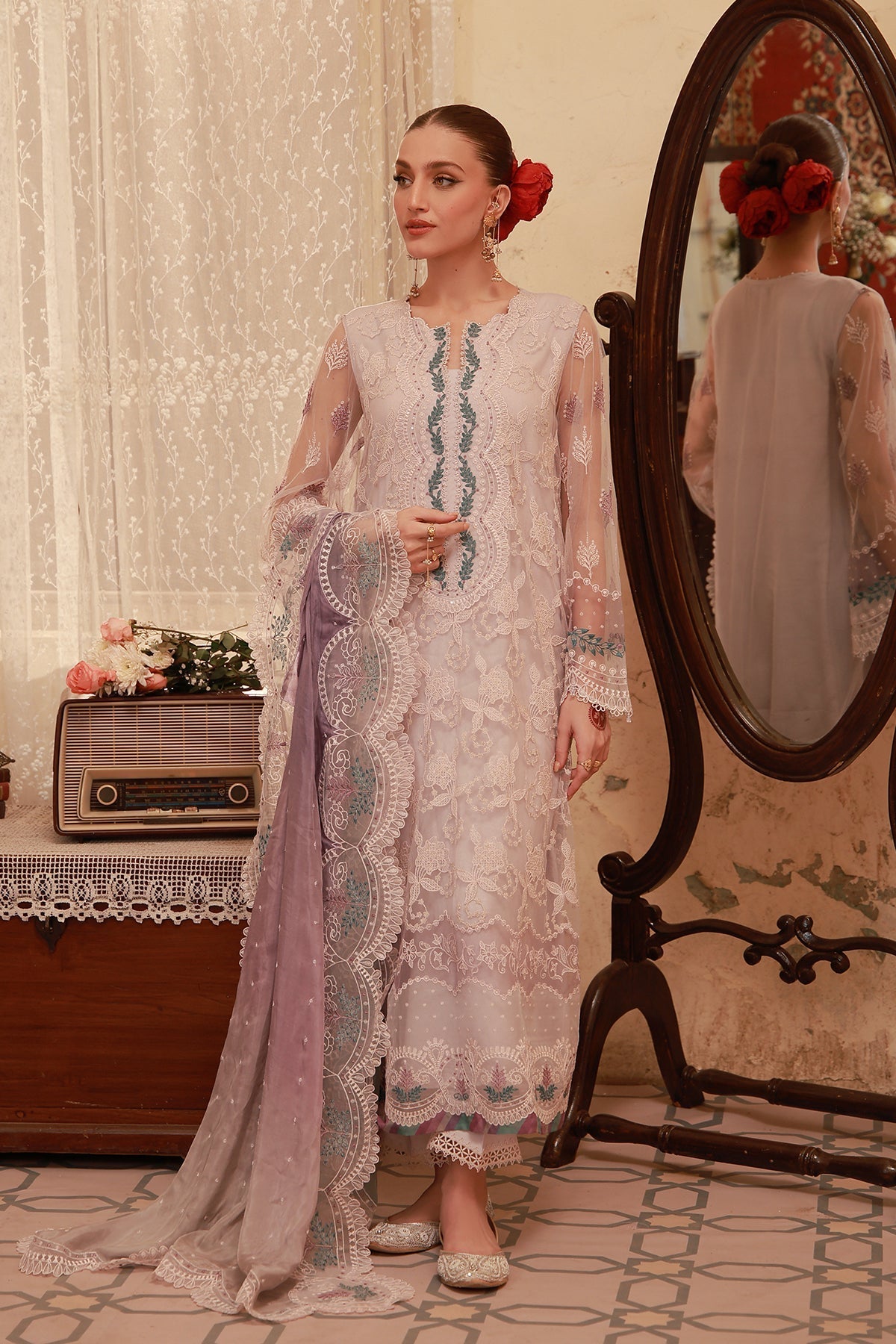 Sahar | Festive Edit 26 | Lilac Lace Reverie - Luxury Dress - available at Maria Faisal in UK and USA.