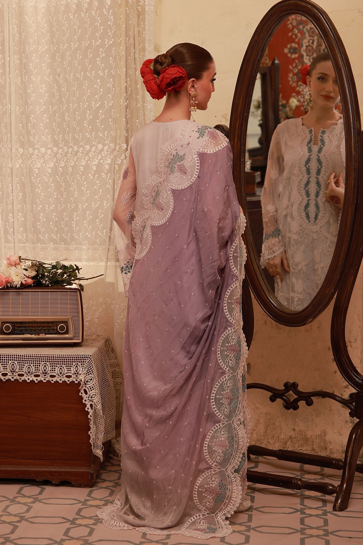 Sahar | Festive Edit 26 | Lilac Lace Reverie - Luxury Dress - available at Maria Faisal in UK and USA.