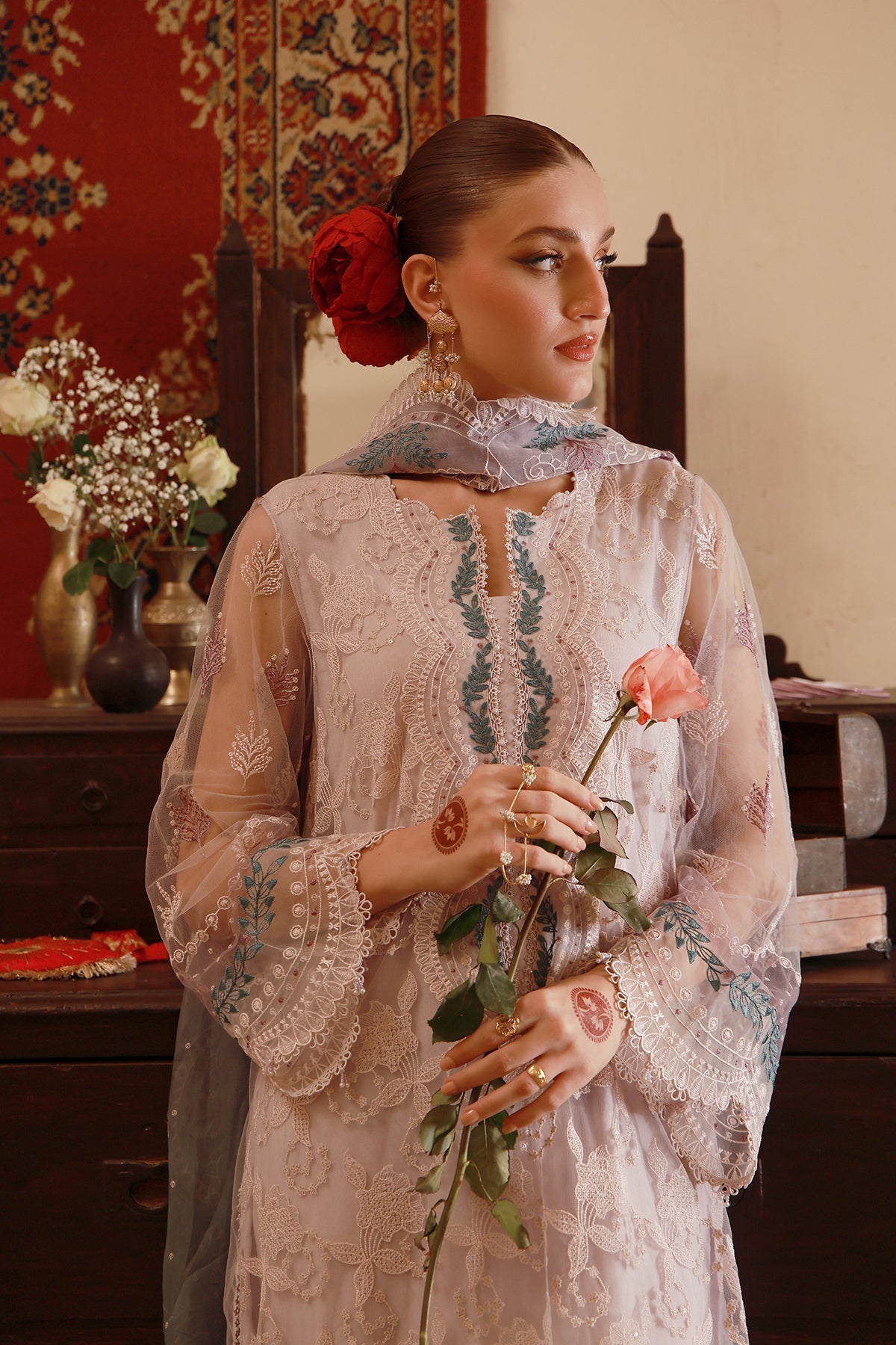 Sahar | Festive Edit 26 | Lilac Lace Reverie - Luxury Dress - available at Maria Faisal in UK and USA.