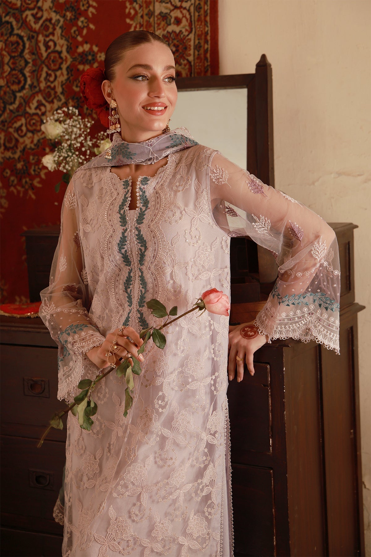 Sahar | Festive Edit 26 | Lilac Lace Reverie - Luxury Dress - available at Maria Faisal in UK and USA.
