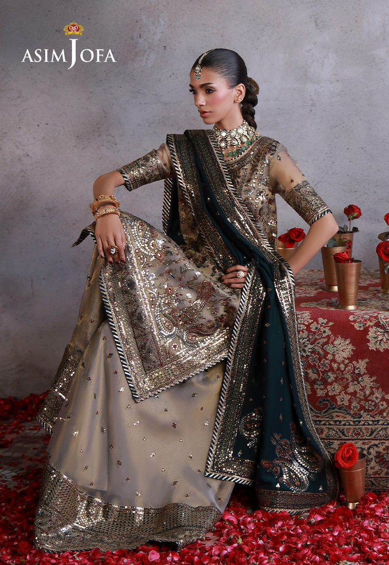 Asim Jofa | Wedding Festive Collection | AJULN-19 - Wedding Dress - available at Maria Faisal in UK and USA.