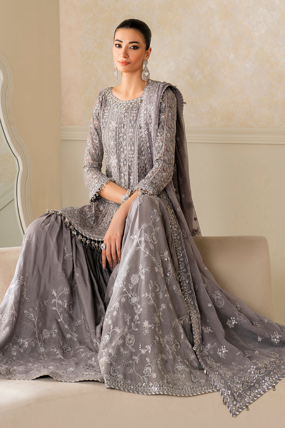 Baroque | Formals Collection | EMBROIDERED CHIFFON UF-4161 - Formal Dress - available at Maria Faisal in UK and USA.