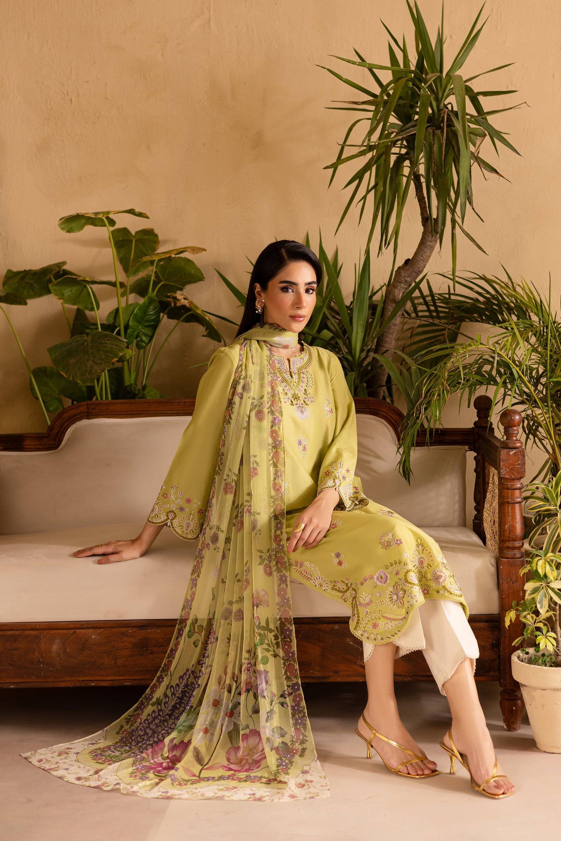 Batik | Nyra Embroidered Summer Solids | Apple Pie by Maria Faisal - Registered Vendor of : Batik - type : Ladies Clothes - 100% original wedding dresses