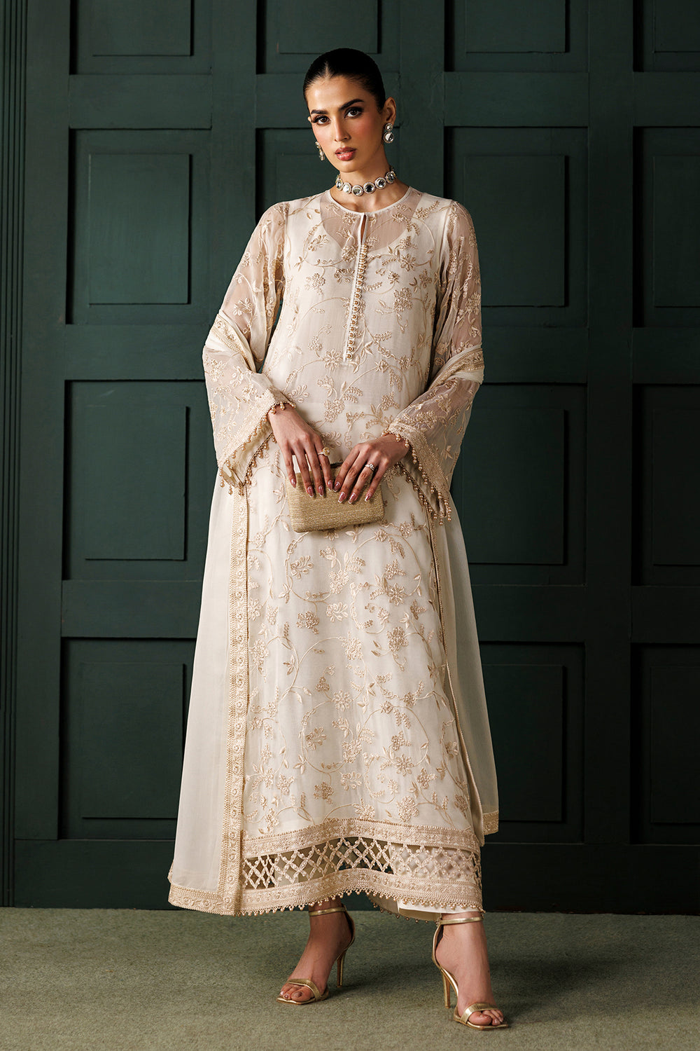 Baroque | Formals Collection | EMBROIDERED CHIFFON UF-4437 - Formal Dress - available at Maria Faisal in UK and USA.
