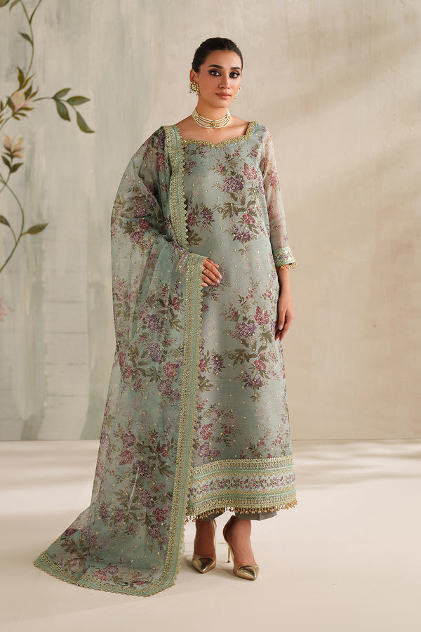Baroque | Formals Collection | EMBROIDERED COTTON NET UF-4373 - Formal Dress - available at Maria Faisal in UK and USA.