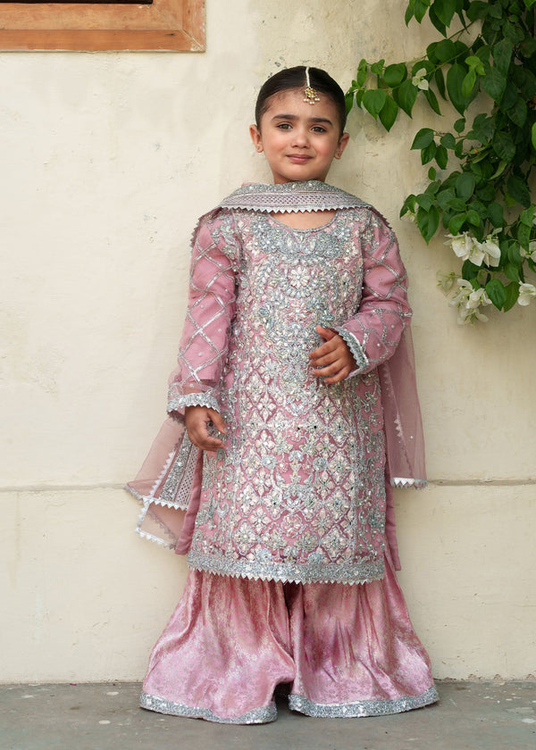 3 Piece Embroidered Chiffon Suit - Kids Clothing - available at Maria Faisal in UK and USA.