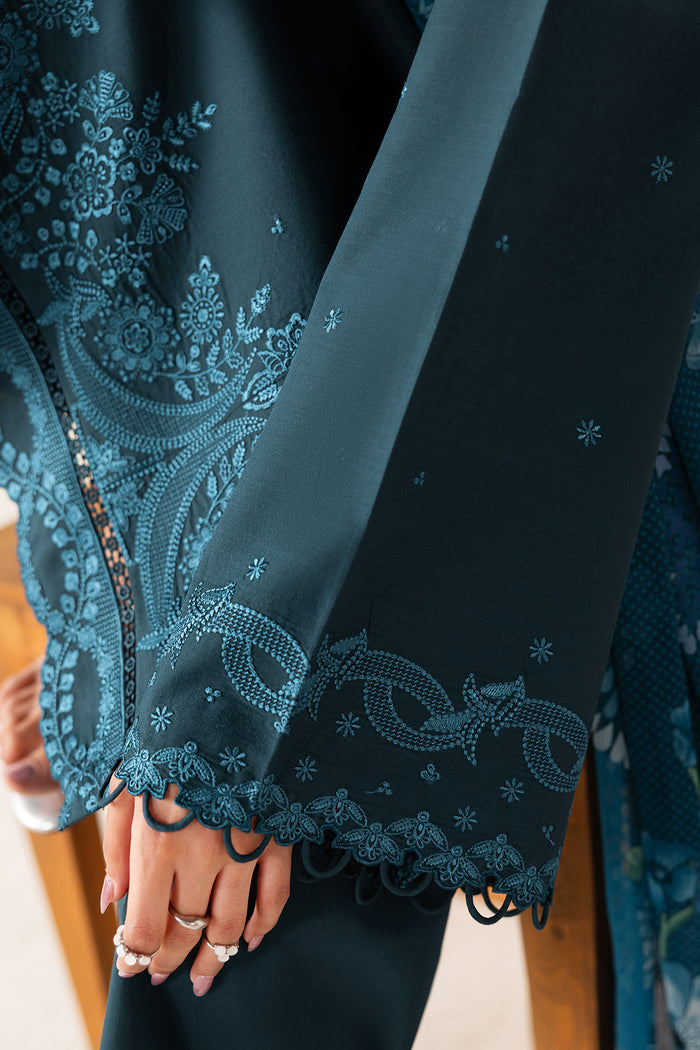 Farasha | Summer Melody 26 | Midnight Teal - Casual Dress - available at Maria Faisal in UK and USA.