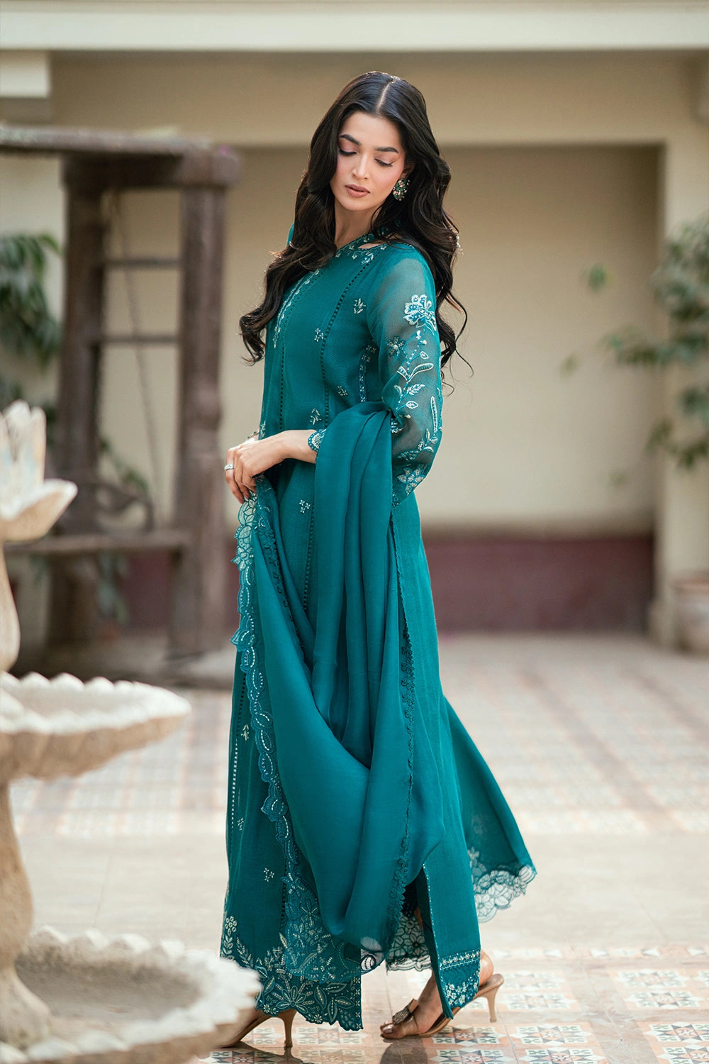 Azure | Vogue Formals | Emerald Empress - Formal Dress - available at Maria Faisal in UK and USA.