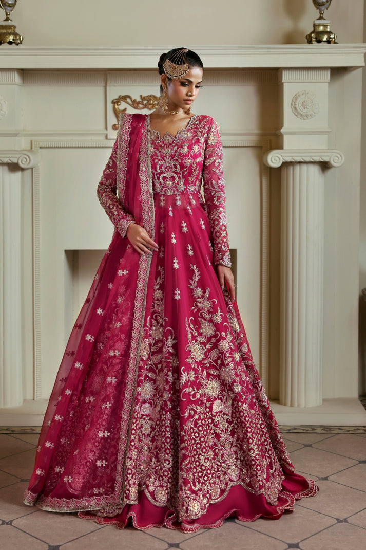 Inara | Ophelia Luxury Formal | CARMINE - Formal Dress - available at Maria Faisal in UK and USA.