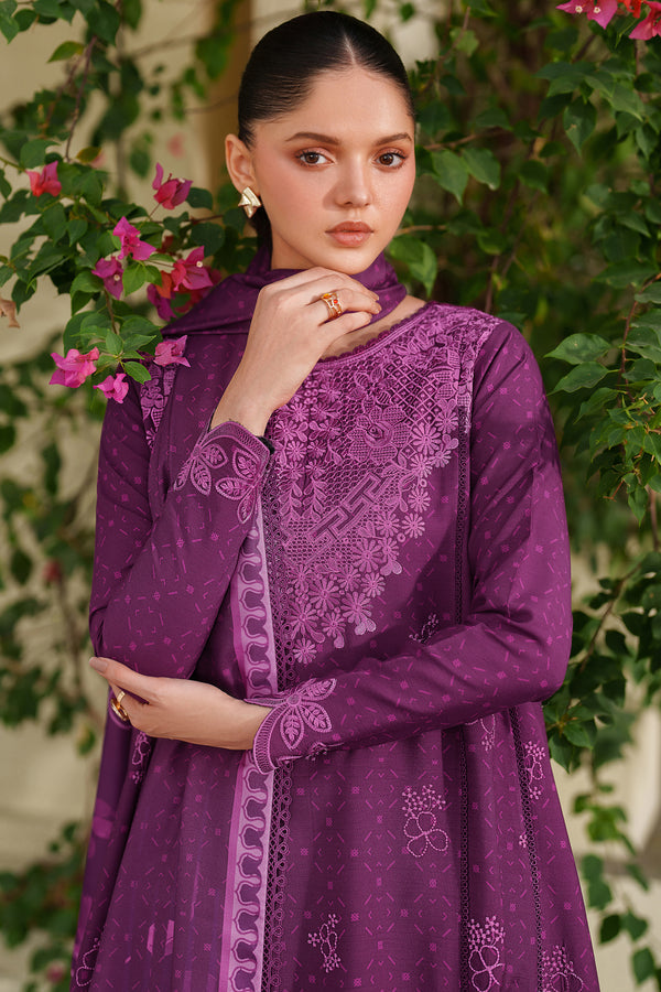 Farasha | Meline Premium Viscose 25 | Wild Plum - Luxury Dress - available at Maria Faisal in UK and USA.