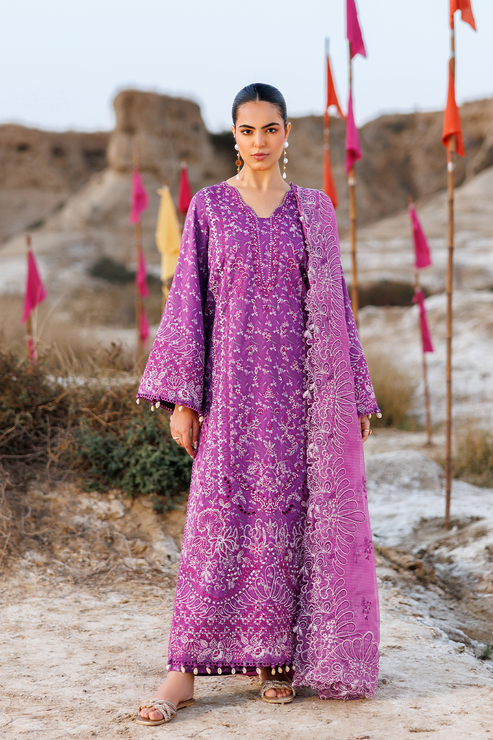 Emaan adeel | Sunlit Groove Luxury Lawn 26 | FLORAL FRENZY - Luxury Dress - available at Maria Faisal in UK and USA.