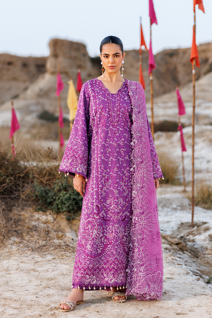 Emaan adeel | Sunlit Groove Luxury Lawn 26 | FLORAL FRENZY - Luxury Dress - available at Maria Faisal in UK and USA.