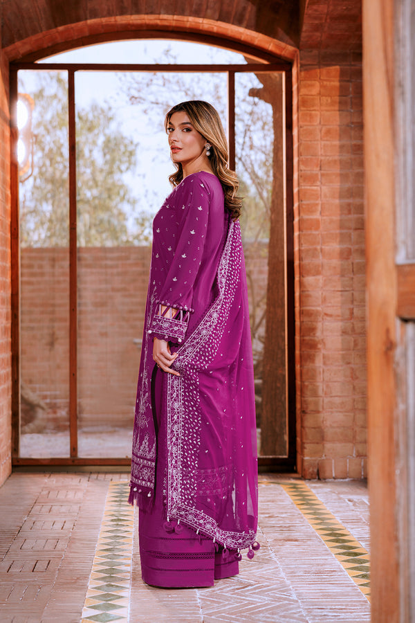 Farasha | Dastoor Embroidered Lawn SS24 | TEMPTING BERY - Waniyas