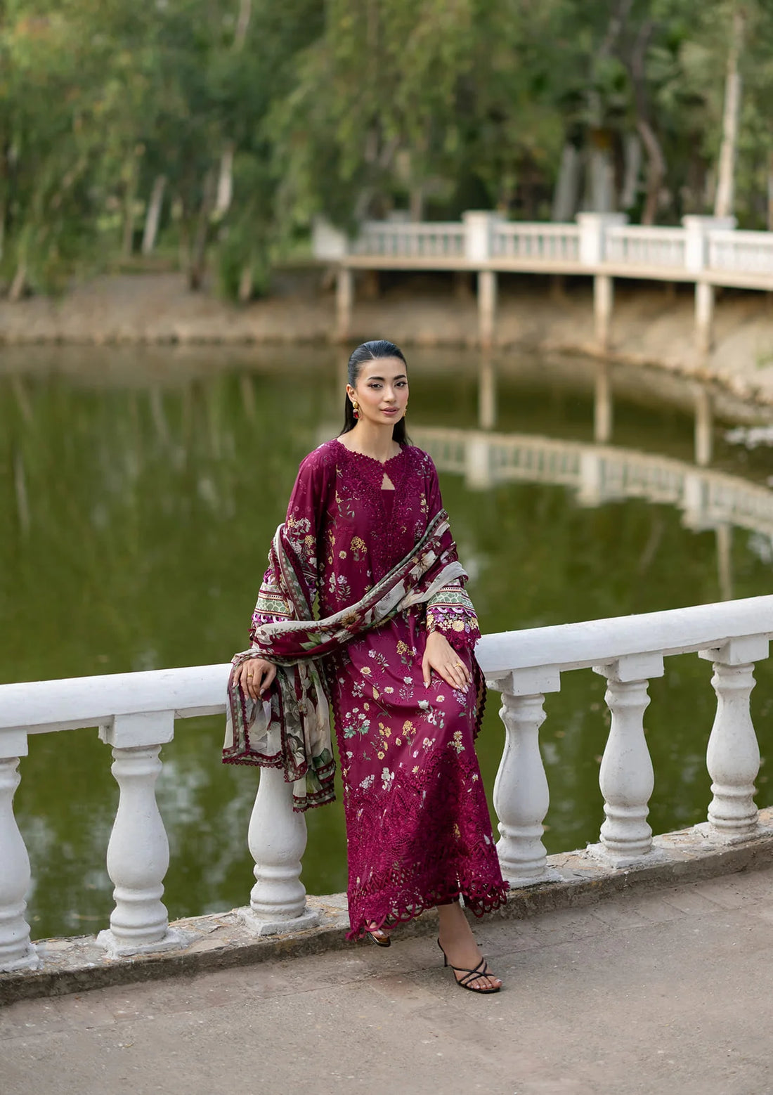 Elaf Premium | Signature Embroidered Lawn with Chiffon Collection 26 | ESG-2A NORA - Luxury Dress - available at Maria Faisal in UK and USA.