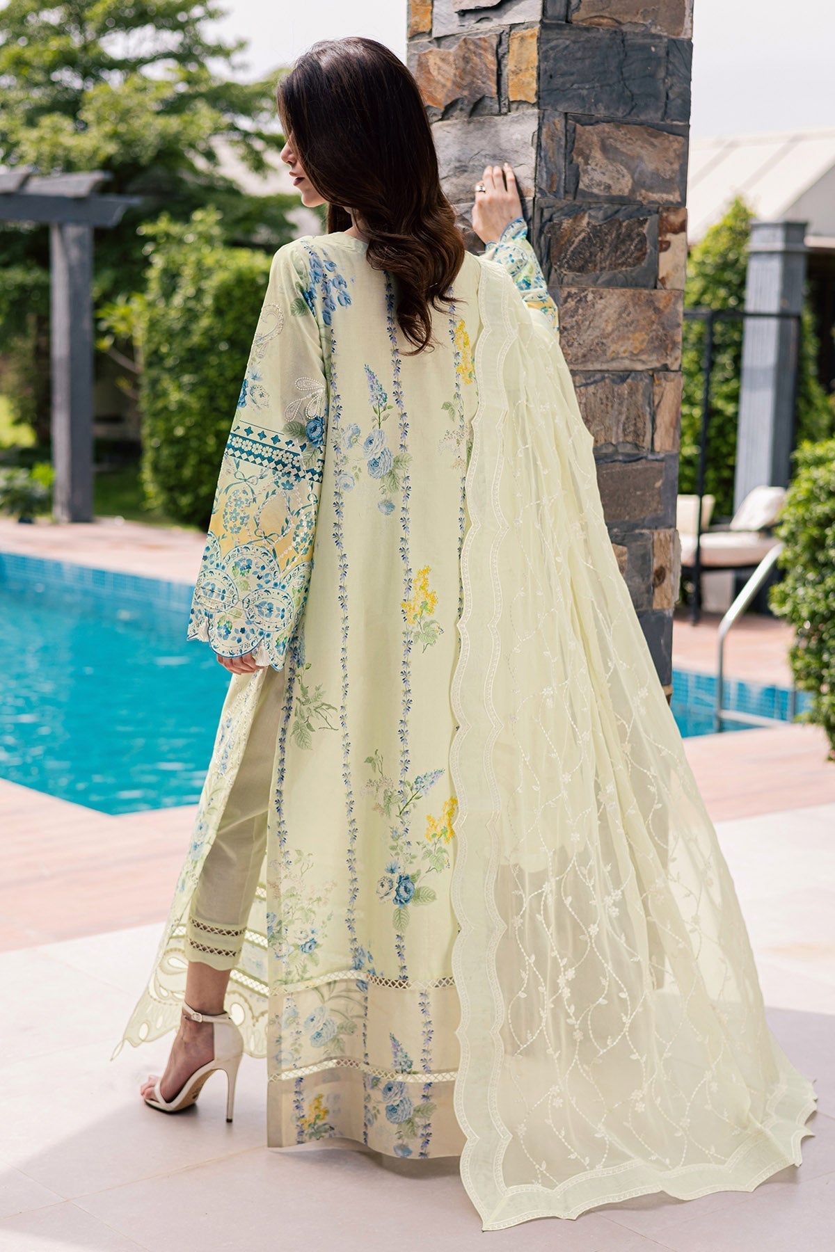 Nureh | Raha Lawn | NE-259 - Luxury Dress - available at Maria Faisal in UK and USA.