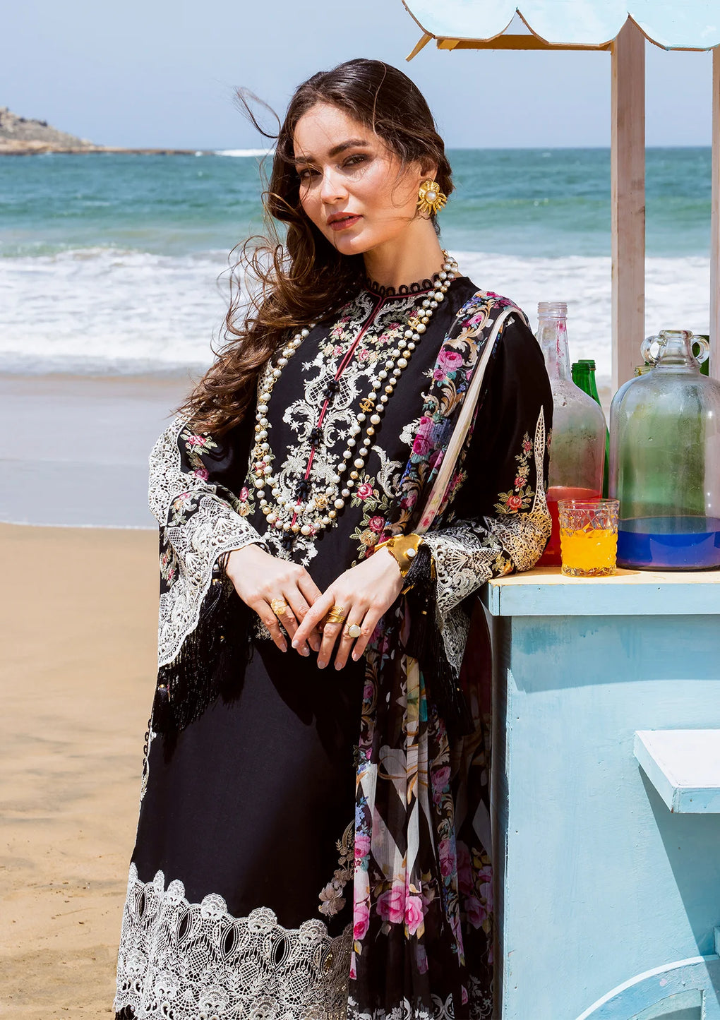 Elaf Premium | Hai Kuch Festive Lawn 24 | EHK-09 Nafees - Designer Dress with Intricate embroidery and embellishments. Shop elegent wedding dress at Maria Faisal.