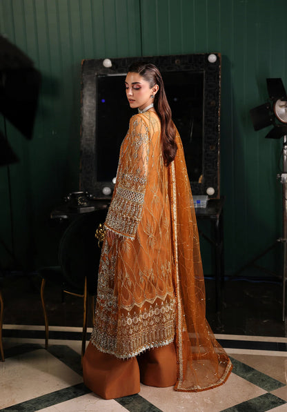 Elaf Premium | Stardom Formal Handwork 25 | ESH-09 SAFFRON - Formal Dress - available at Maria Faisal in UK and USA.