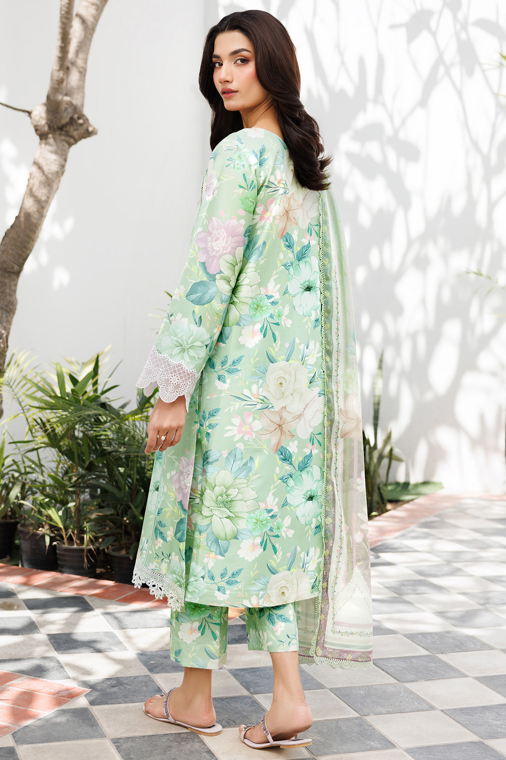 Farasha | Printed Essentials | Silken Sage - Ladies Clothes - Maria Faisal