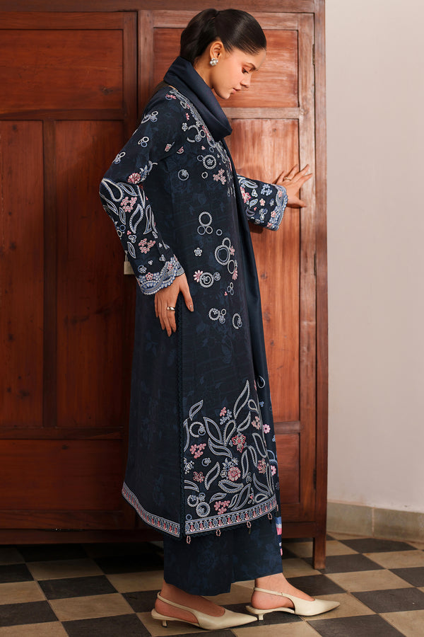 Farasha | Meline Premium Viscose 25 | Night Oak - Luxury Dress - available at Maria Faisal in UK and USA.