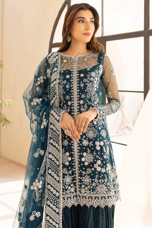 Farasha | Lu Zella Premium Formals 25 | Teal Drizzle - Ladies Clothes - Maria Faisal