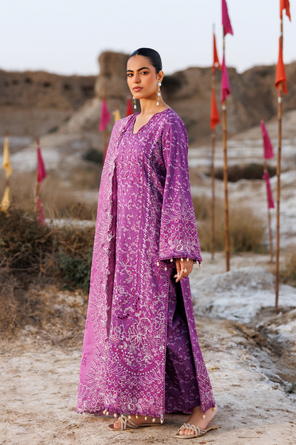 Emaan adeel | Sunlit Groove Luxury Lawn 26 | FLORAL FRENZY - Luxury Dress - available at Maria Faisal in UK and USA.