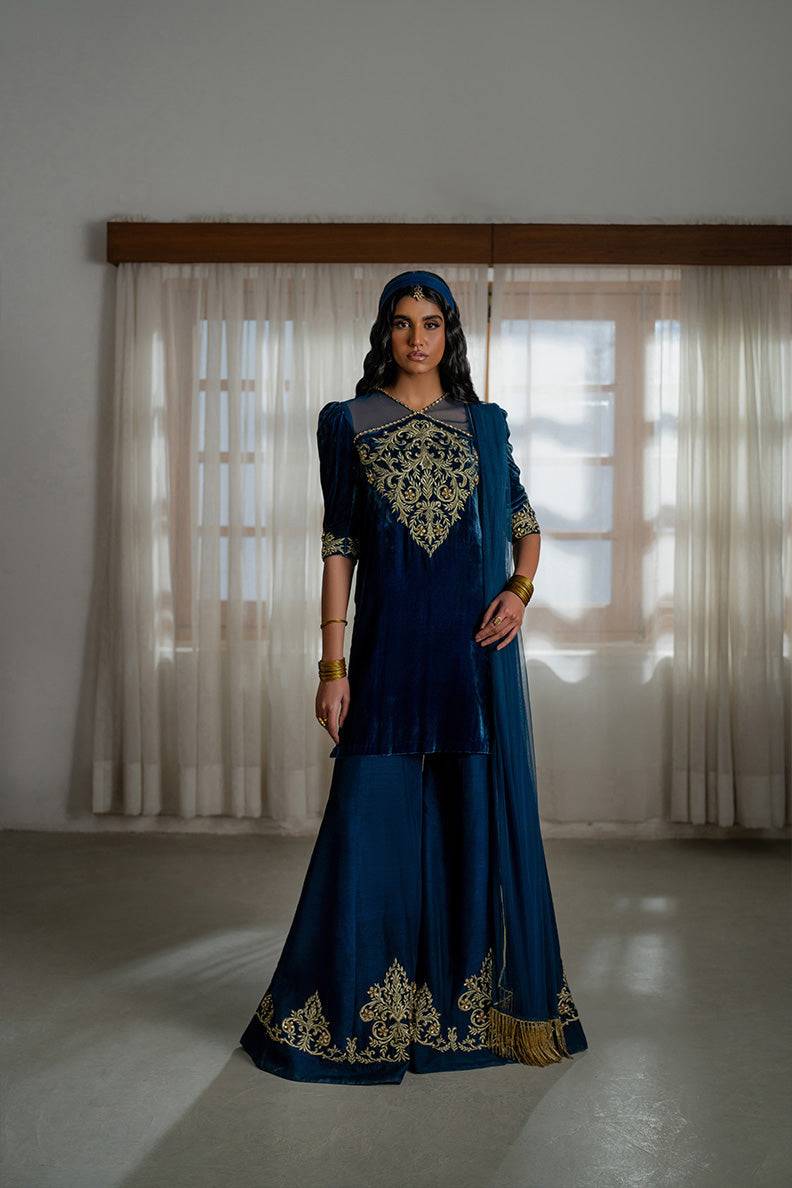 Caia | Luxury Velvet Edit 25 | Roselle (Blue) by Maria Faisal - Registered Vendor of : Caia - type : Ladies Clothes - 100% original wedding dresses
