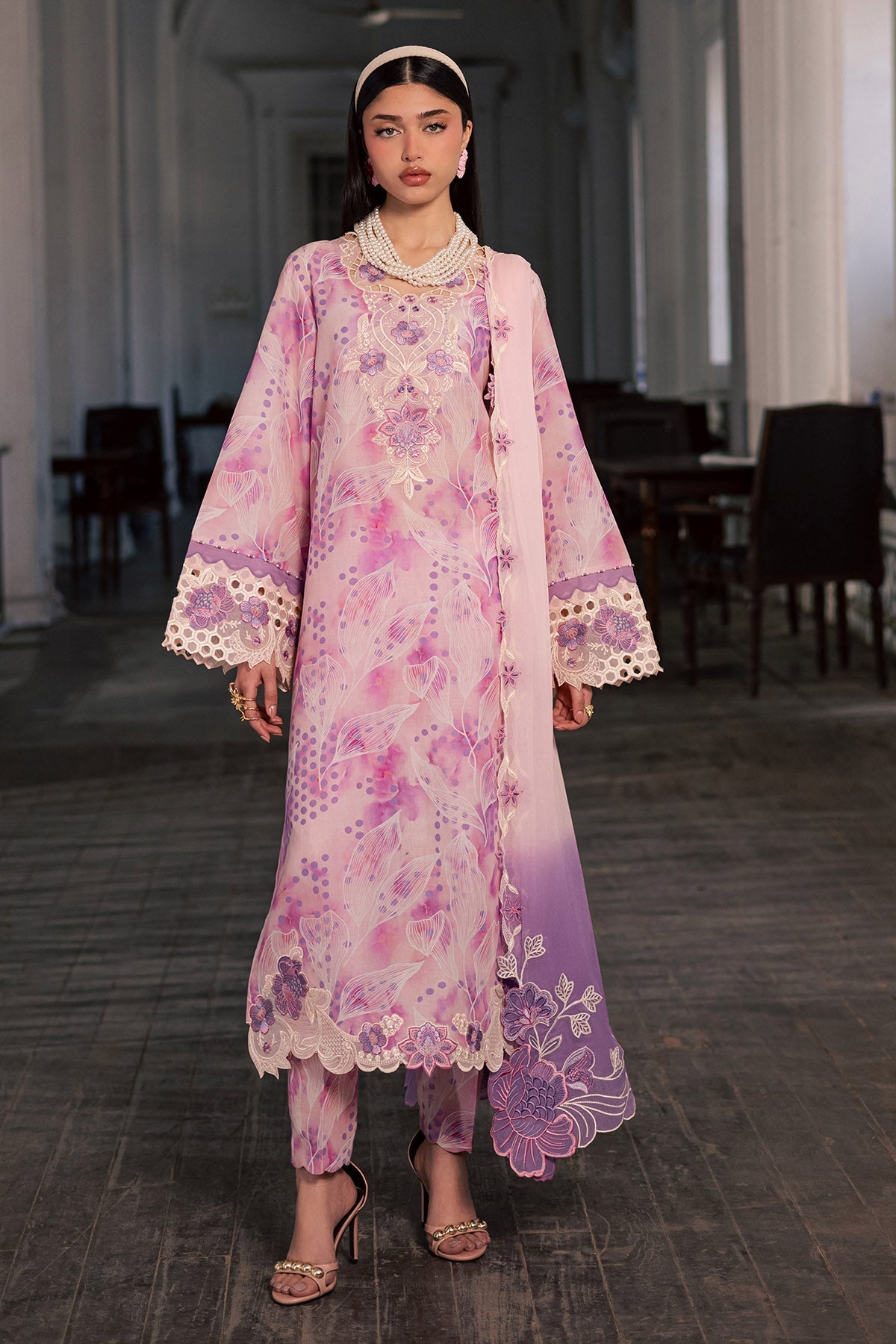 Nureh | Maya Lawn | NS-165 - Luxury Dress - available at Maria Faisal in UK and USA.