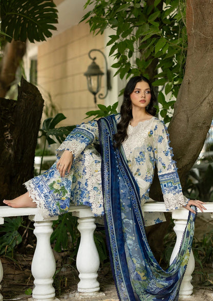 Elaf Premium | Signature Embroidered Lawn with Chiffon Collection 26 | ESG-8B CELINE - Luxury Dress - available at Maria Faisal in UK and USA.