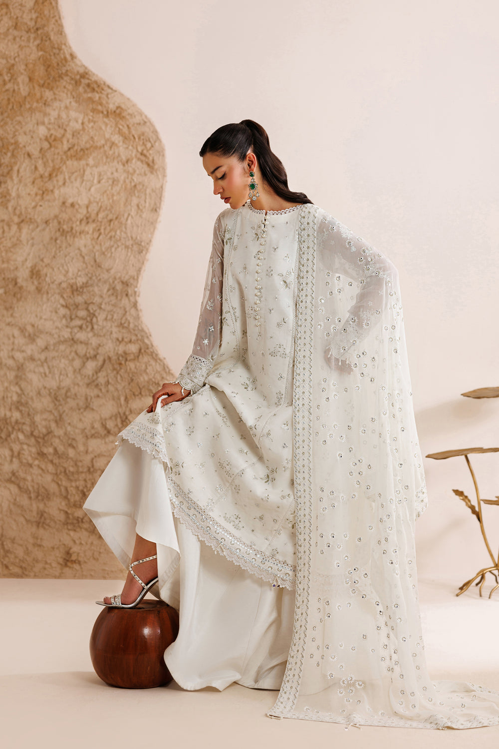 Farasha | Chiffon Threads 26 | Alpine White - Formal Dress - available at Maria Faisal in UK and USA.