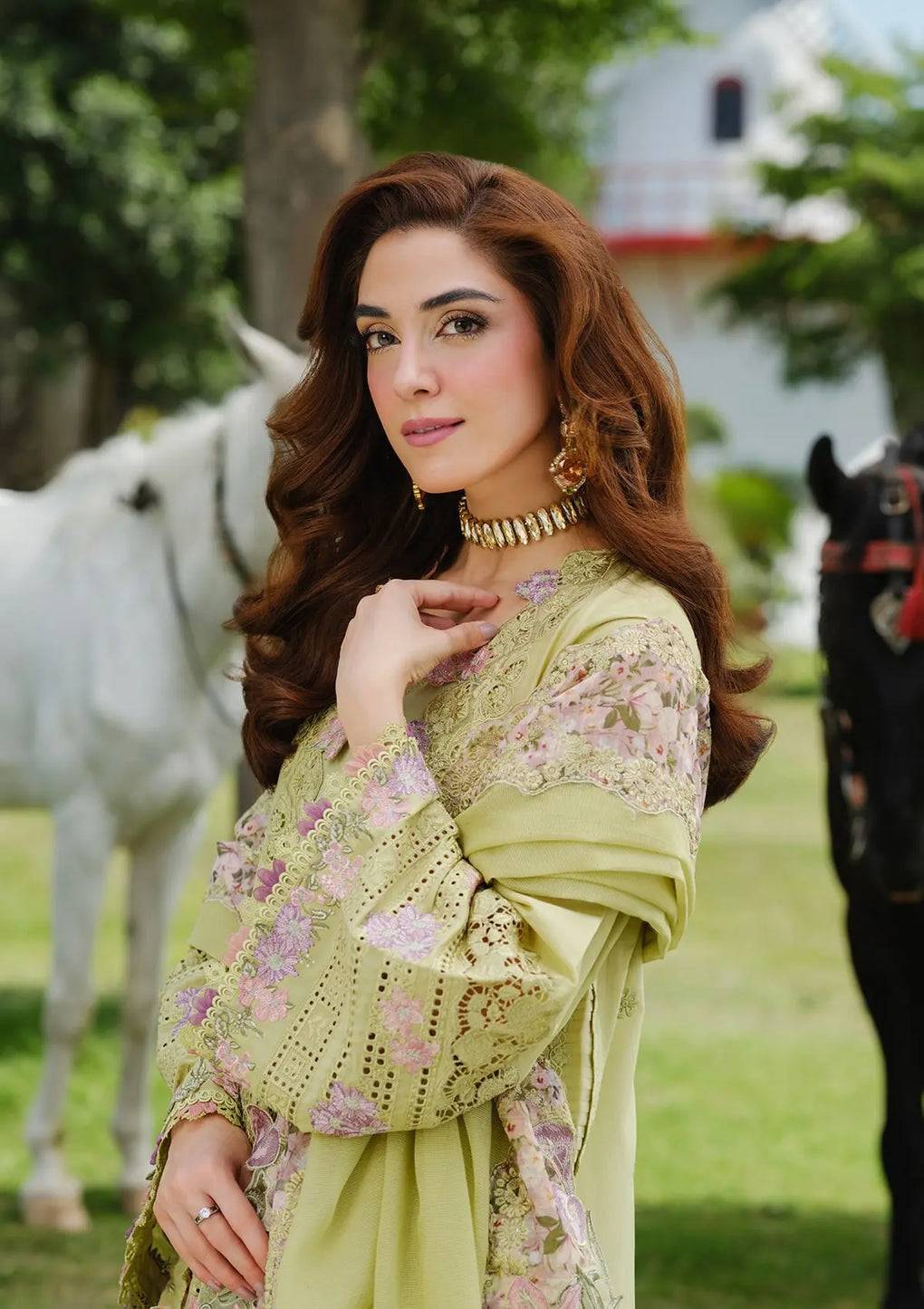 Elaf Premium | Luxury Lawn 25 | ELH-1A PISTACIA by Maria Faisal - Registered Vendor of : Elaf Premium - type : Ladies Clothes - 100% original wedding dresses