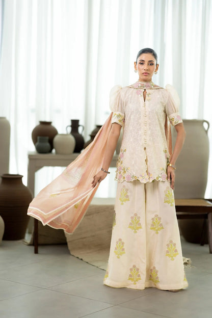 Wahaj M Khan | Sanam Luxe | Ivory Fleur Sanam - Luxury Dress - available at Maria Faisal in UK and USA.