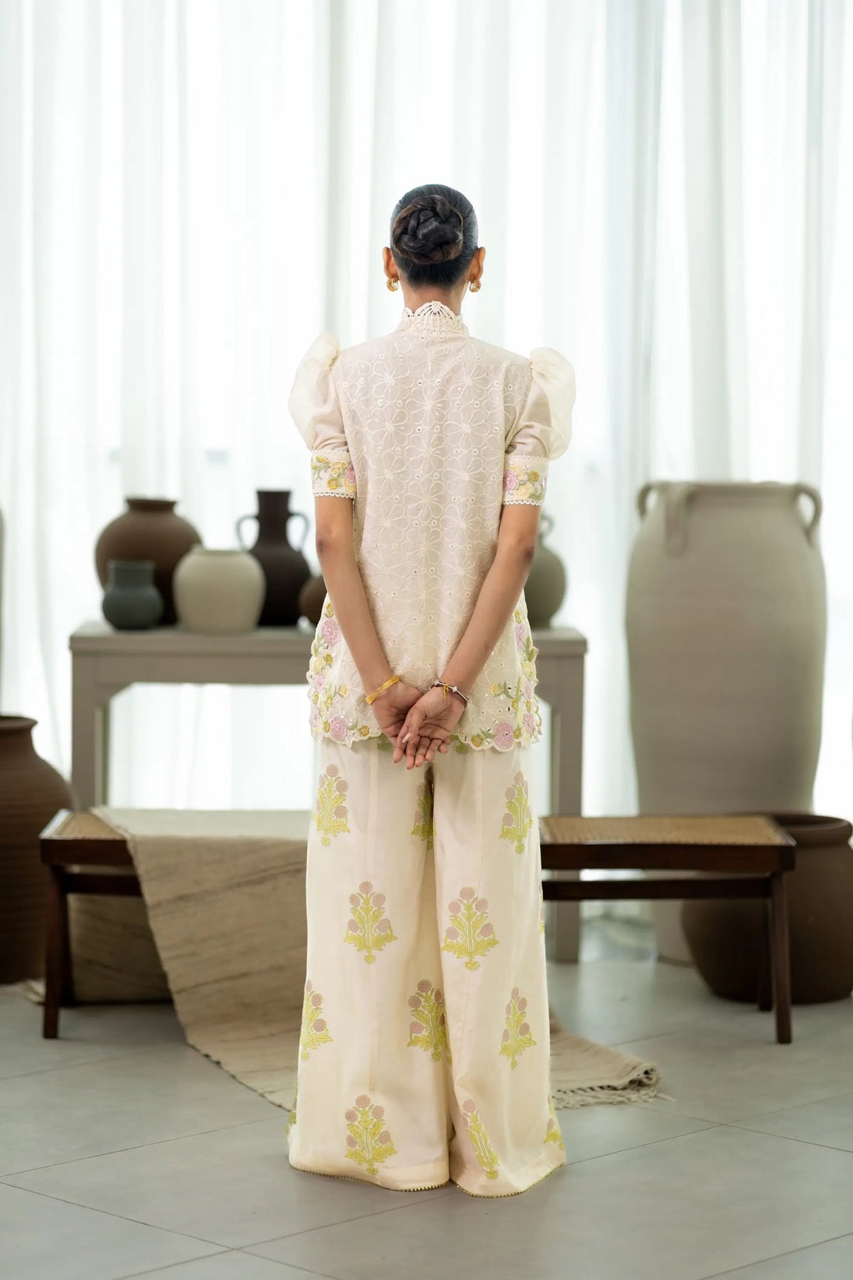 Wahaj M Khan | Sanam Luxe | Ivory Fleur Sanam - Luxury Dress - available at Maria Faisal in UK and USA.