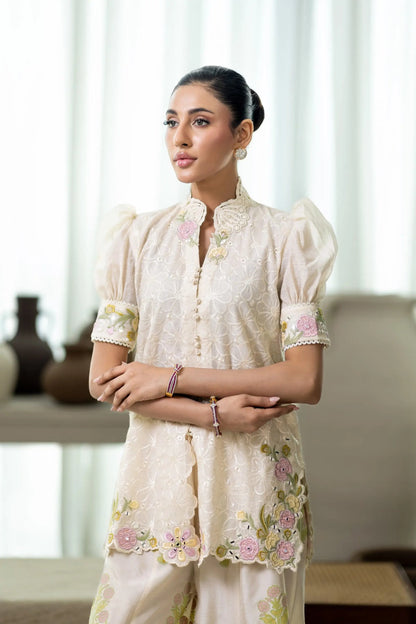 Wahaj M Khan | Sanam Luxe | Ivory Fleur Sanam - Luxury Dress - available at Maria Faisal in UK and USA.