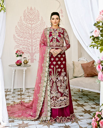 Gulaal | Wedding Formals | Pois Embroidered Net 3-Piece Suit WS-08